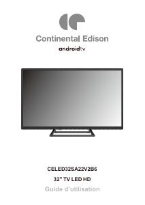 Mode d’emploi Continental Edison CELED32SA22V2B6 Téléviseur LED