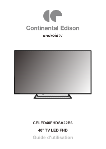 Mode d’emploi Continental Edison CELED40FHDSA22B6 Téléviseur LED