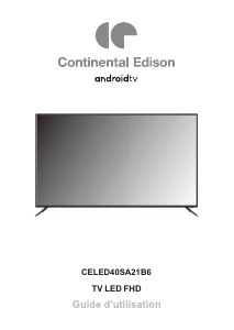 Mode d’emploi Continental Edison CELED40SA21B6 Téléviseur LED