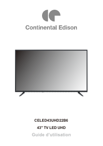 Mode d’emploi Continental Edison CELED43UHD22B6 Téléviseur LED