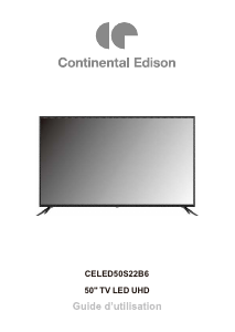 Mode d’emploi Continental Edison CELED50S22B6 Téléviseur LED