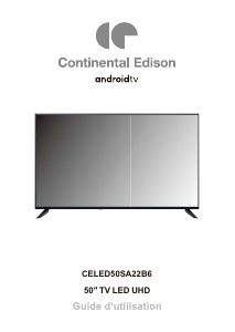 Mode d’emploi Continental Edison CELED50SA22B6 Téléviseur LED