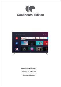 Mode d’emploi Continental Edison CELED55SAUHD23B7 Téléviseur LED