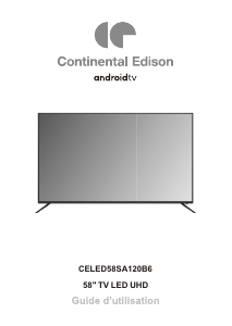 Mode d’emploi Continental Edison CELED58SA120B6 Téléviseur LED