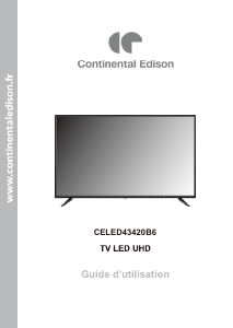 Mode d’emploi Continental Edison CELED43420B6 Téléviseur LED