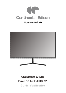 Mode d’emploi Continental Edison CELEDMON22V2B6 Moniteur LED