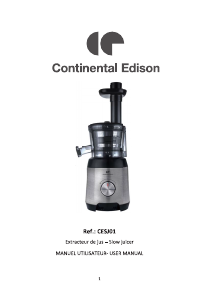 Mode d’emploi Continental Edison CESJ01 Presse-fruits