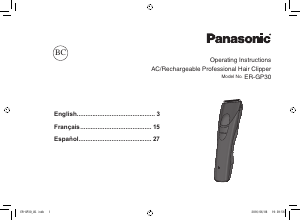 Manual Panasonic ER-GP30K Hair Clipper