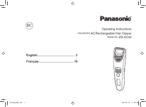 Handleiding Panasonic ER-SC40K Tondeuse