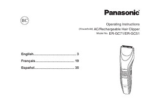 Manual Panasonic ER-GC51K Hair Clipper