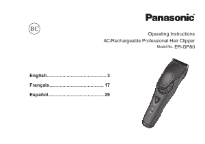 Handleiding Panasonic ER-GP80K Tondeuse