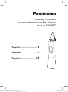 Manual de uso Panasonic ER-GN70K Recortador de nariz