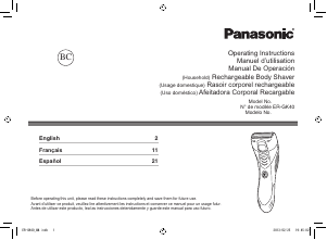 Manual Panasonic ER-GK40S Shaver