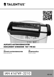 Bedienungsanleitung Talentus TAV 190 B2 Aktenvernichter