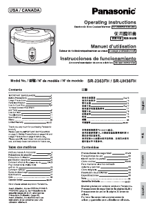 Mode d’emploi Panasonic SR-2363FH Cuiseur à riz