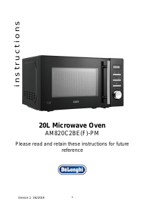 Manual DeLonghi AM820C2BE(F)-PM Microwave