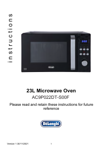 Manual DeLonghi AC9P022DT-S00F Microwave