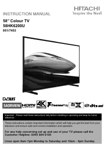 Handleiding Hitachi 58HK6200U LED televisie