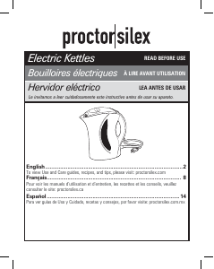 Manual de uso Proctor Silex K2071G Hervidor