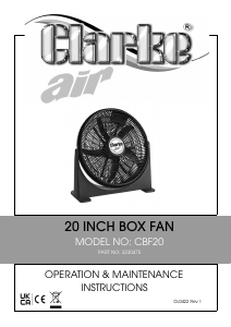 Manual Clarke CBF 20 Fan