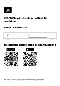 Mode d’emploi JBL MP350 Classic Lecteur multimédia