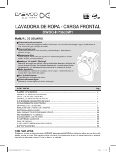 Manual de uso Daewoo DWDC-HP3630W1 Lavadora