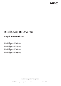 Kullanım kılavuzu NEC MultiSync V654Q LCD ekran