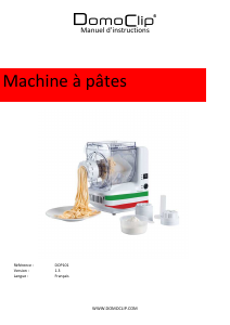 Mode d’emploi DomoClip DOP101 Machine à pâtes