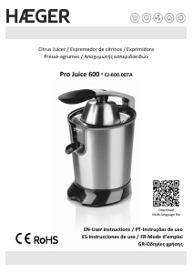 Handleiding Haeger CJ-600.007A Pro Juice 600 Citruspers