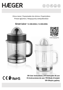 Manual Haeger CJ-040.004A Great Juice Citrus Juicer