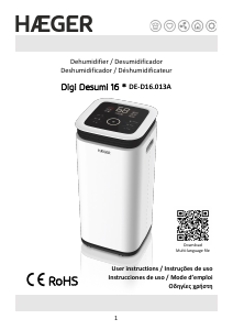 Manual Haeger DE-D16.013A Digi Desumi 16 Dehumidifier