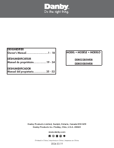 Manual Danby DDR022BSWDB Dehumidifier