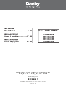 Mode d’emploi Danby DDR050BJ2WDB Déshumidificateur