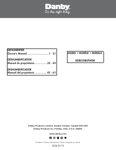 Mode d’emploi Danby DDR050BSPWDB Déshumidificateur