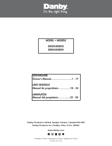 Manual Danby DDW2400ESS Dishwasher