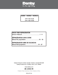 Handleiding Danby DFF176B1SLDB Koel-vries combinatie