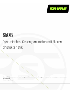 Bedienungsanleitung Shure SM7B Mikrofon