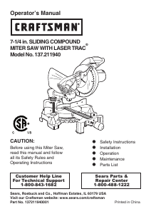 Manual Craftsman 137.211940 Mitre Saw