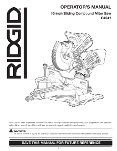 Manual Ridgid R4241 Mitre Saw