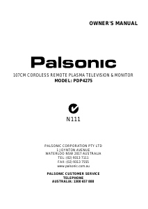 Handleiding Palsonic PDP4275 Plasma televisie