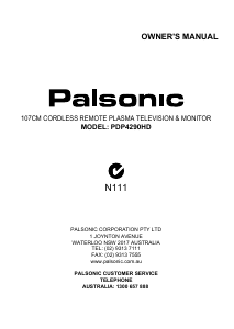 Handleiding Palsonic PDP4290HD Plasma televisie