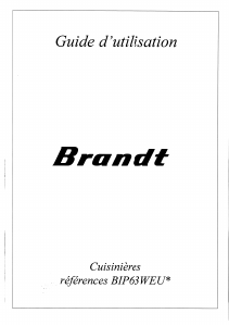 Mode d’emploi Brandt BIP63WEU1 Cuisinière