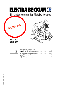 Manual Elektra Beckum KGS 301 Mitre Saw