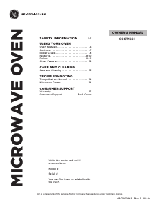 Manual GE GCST16S1WWW Microwave