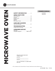 Manual GE GCST11N1WSS Microwave