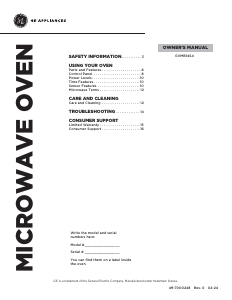 Manual GE GVMB14S4WSS Microwave