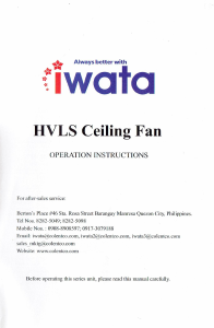 Manual Iwata HVLS-10X Ceiling Fan