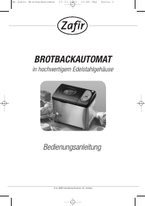 Bedienungsanleitung Zafir BB 1200 Brotbackautomat
