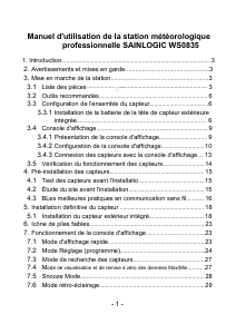 Mode d’emploi Sainlogic WS 0835 Station météo