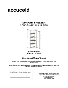 Manual Accucold AFM19W Freezer